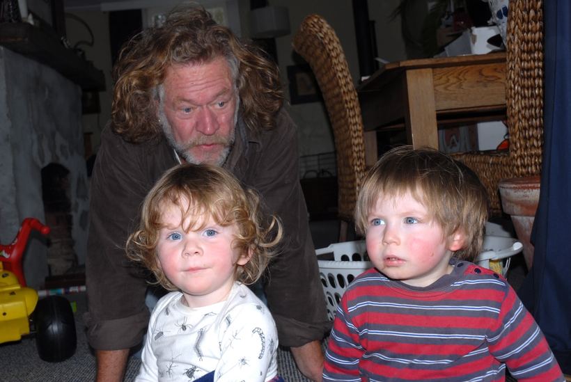 With the grandkids, close up